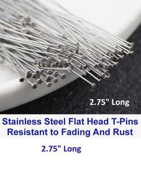 Stainless Steel Flat Head T-Pins Resistant to Fading And Rust 100 pcs  2.75"